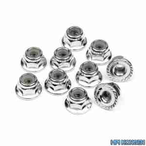 HPI 103729 Serrated Flange Lock Nut M4 (Silver/10Pcs)