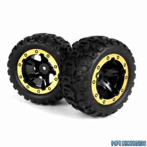 Blackzon 540087 Slyder MT Wheels/Tires Assembled (Black/Gold)