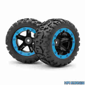 Blackzon 540108 Slyder MT Wheels/Tires Assembled (Black/Blue)