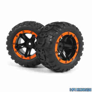 Blackzon 540195 Slyder MT Wheels/Tires Assembled (Black/Orange)