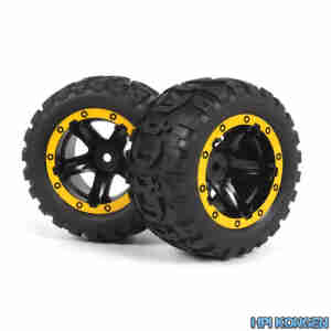 Blackzon 540260 Slyder MT Wheels/Tires Assembled (Black/Yellow)